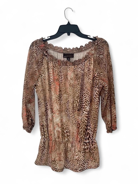 Dana Buchman Tops - Dana Buchman Brown Animal Print Peasant Blouse